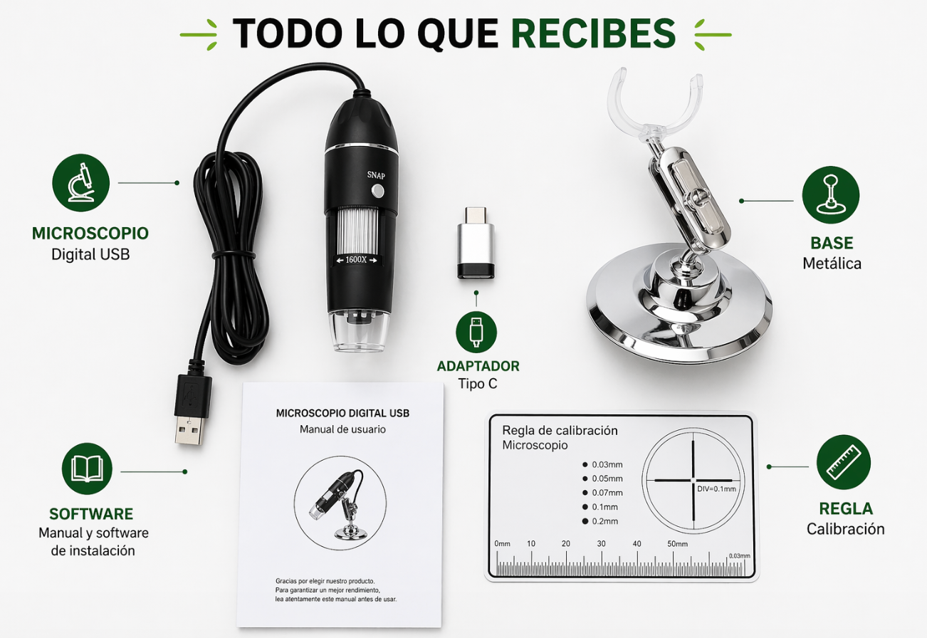Microscopio Digital Portable - Detecta plagas, hongos y detalles invisibles de tus cultivos en segundos
